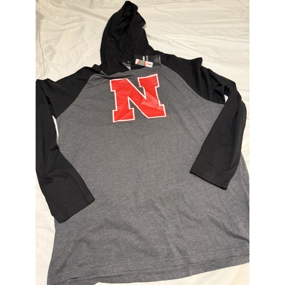 Captivating Apparel Nebraska Cornhuskers Hooded Shirt Gray Black Red